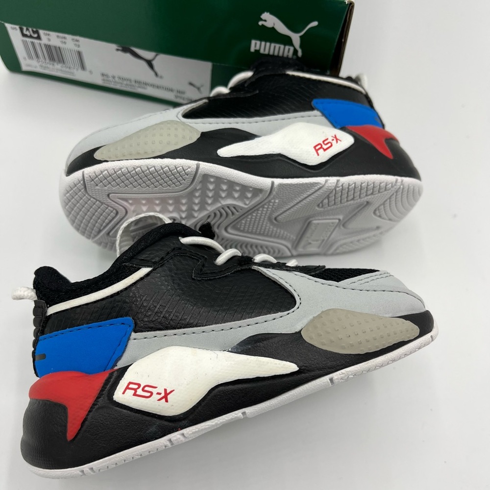 Puma RS-X
Size 4c Toddler 
Brand New/ never worn 
Black/multicolor 
Original Box - Picture 9 of 9
